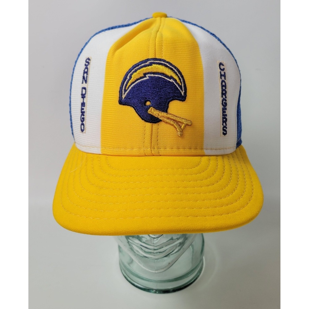 Vintage AJD San Diego Chargers Trucker Hat Snapback Lucky Stripes Made in USA